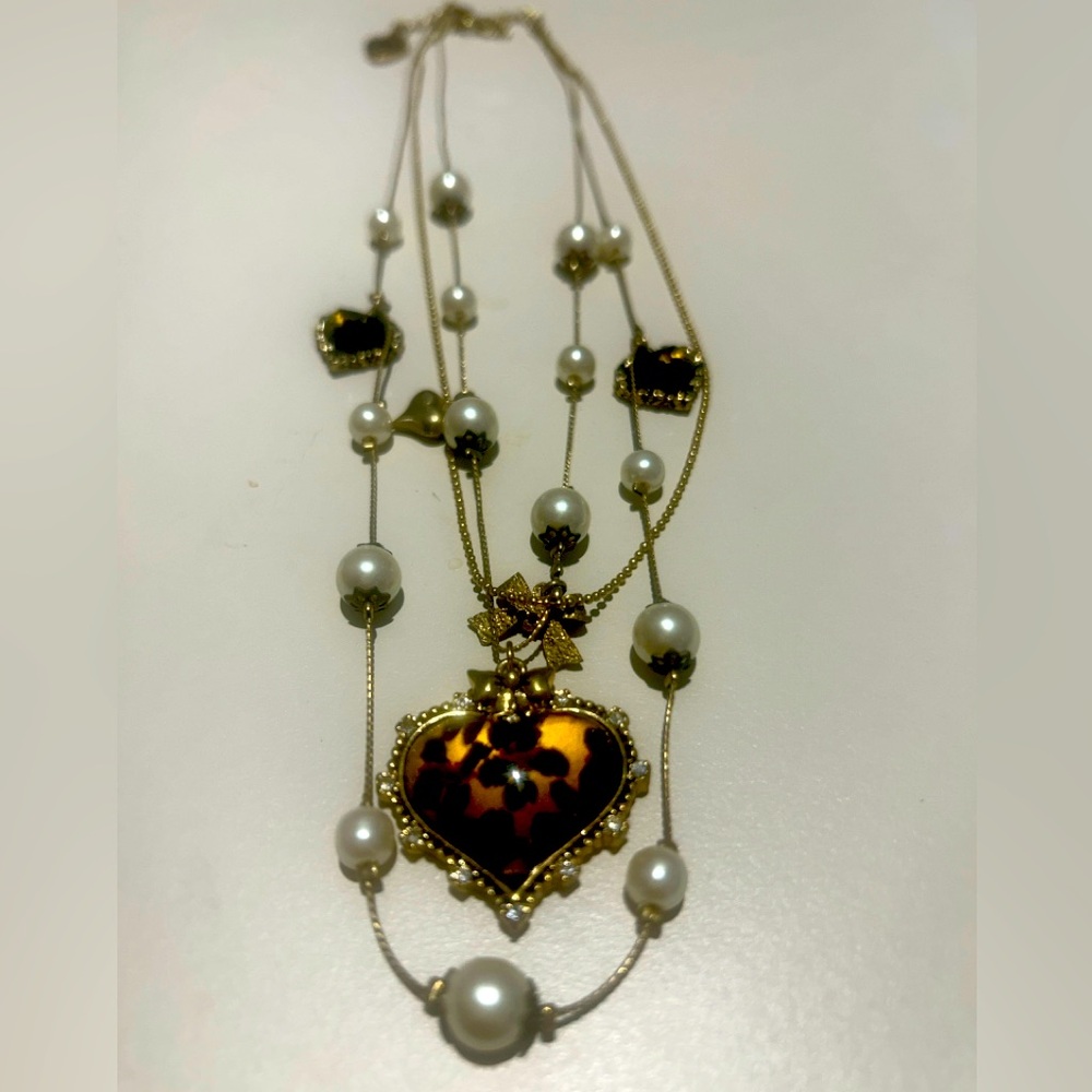 Betsy Johnson Heart Leopard necklace